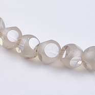 Electroplate Glass Beads Strands, Frosted, Faceted, Round, Light Grey, 5.5~6mm, Hole: 0.5mm, about 59pcs/strand, 12.9 inch(33cm)(LAMP-F012-C01)