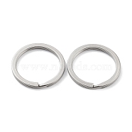 304 Stainless Steel Split Key Rings, Keychain Clasp Findings, Stainless Steel Color, 28x2mm, Single Wire: 1mm(STAS-Q314-01B-P)