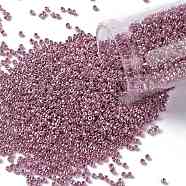 TOHO Round Seed Beads, Japanese Seed Beads, (PF553) PermaFinish Pink Lilac Metallic, 8/0, 3mm, Hole: 1mm, about 1111pcs/50g(SEED-XTR08-PF0553)