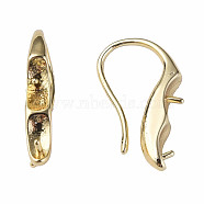 Brass Earring Hooks, for Half Drilled Bead, Nickel Free, Real 18K Gold Plated, 18x3mm, 21 Gauge, Pin: 0.7mm(KK-N233-380)