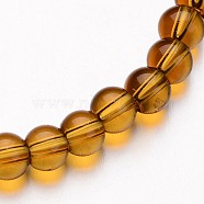 Glass Round Bead Strands, Dark Goldenrod, 4mm, Hole: 1mm, about 75~80pcs/strand, 11 inch(GLAA-I028-4mm-11)
