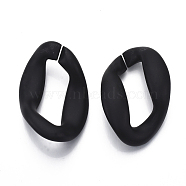Spray Painted CCB Plastic Linking Rings, Quick Link Connectors, For Jewelry Curb Chains Making, Twist, Black, 51x34.5x15mm, Inner Diameter: 11x34mm(CCB-R104-02C-01)