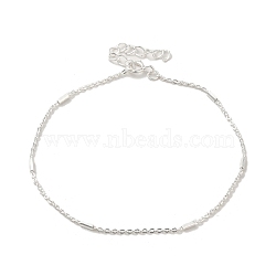 Faceted Column 925 Sterling Silver Cable Chain Bracelets for Women, Silver, 6-7/8 inch(17.4cm), 1mm(BJEW-E101-01S-08)