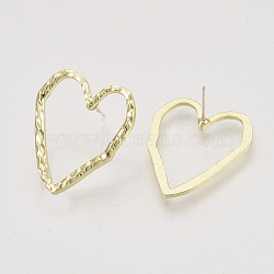 Alloy Ear Studs, Heart, Light Gold, 29x24.5mm, Pin: 0.6mm(PALLOY-S121-257)