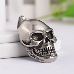 Retro 316 Surgical Stainless Steel Skull pendants, Antique Silver, 47.5x25x19mm, Hole: 6.5x11mm(STAS-E096-57AS)