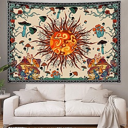 Mushroom Polyester Wall Tapestry, Rectangle Trippy Tapestry for Wall Bedroom Living Room, Sun Pattern, 1300x1500mm(MUSH-PW0001-106B)