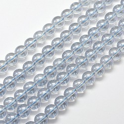 Electroplated Synthetic Quartz Bead Strands, Round, AB Color Plated, Alice Blue, 4mm, Hole: 1mm, about 100pcs/strand, 15.7 inch(EGLA-J061-4mm-AB02)