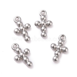 304 Stainless Steel Charms, Cross, Stainless Steel Color, 12.5x7.5x2mm, Hole: 1.2mm(X-STAS-D185-01P)