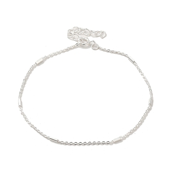 Faceted Column 925 Sterling Silver Cable Chain Bracelets for Women, Silver, 6-7/8 inch(17.4cm), 1mm