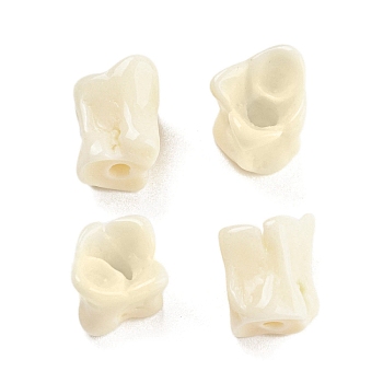 Opaque Resin Beads, Flower, Floral White, 10.5x9x10mm, Hole: 2mm