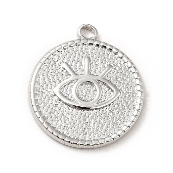 304 Stainless Steel Pendants, Flat Round with Eye, Stainless Steel Color, 22x19x2mm, Hole: 1.8mm