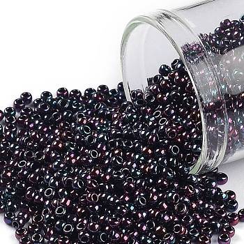 TOHO Round Seed Beads, Japanese Seed Beads, (504) Higher Metallic Purple Iris, 11/0, 2.2mm, Hole: 0.8mm, about 5555pcs/50g