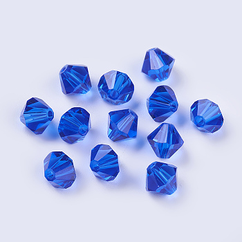 Imitation Austrian Crystal Beads, Grade AAA, Faceted, Bicone, Blue, 8x8mm, Hole: 0.9~1mm