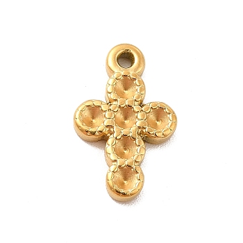 Ion Plating(IP) 304 Stainless Steel Pendant Rhinestone Settings, Religion Cross, Real 18K Gold Plated, Fit For 2mm Rhinestone, 15.5x9.5x2mm, Hole: 1.2mm