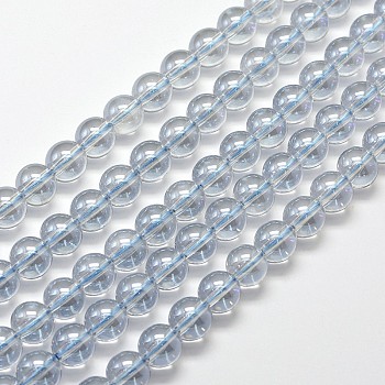 Electroplated Synthetic Quartz Bead Strands, Round, AB Color Plated, Alice Blue, 4mm, Hole: 1mm, about 100pcs/strand, 15.7 inch