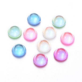 Transparent K9 Glass Cabochons, Flat Back, Half Round/Dome, Mixed Color, 12x6mm