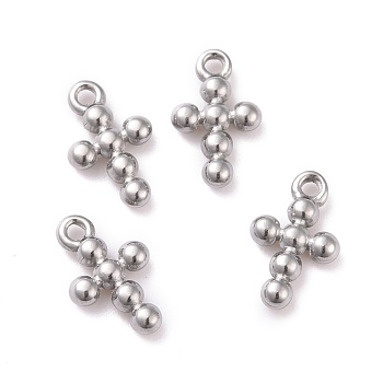 304 Stainless Steel Charms, Cross, Stainless Steel Color, 12.5x7.5x2mm, Hole: 1.2mm