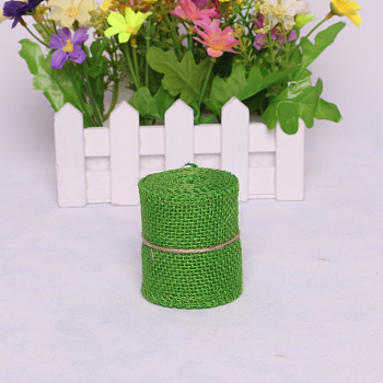 Lace Linen Rolls, Jute Ribbons For Craft Making, Lime Green, 60mm, 2m/roll