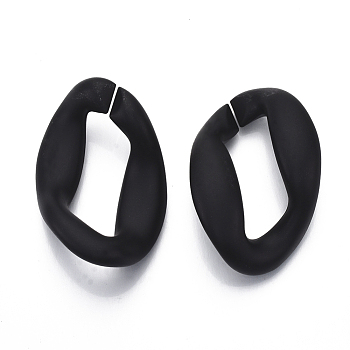 Spray Painted CCB Plastic Linking Rings, Quick Link Connectors, For Jewelry Curb Chains Making, Twist, Black, 51x34.5x15mm, Inner Diameter: 11x34mm