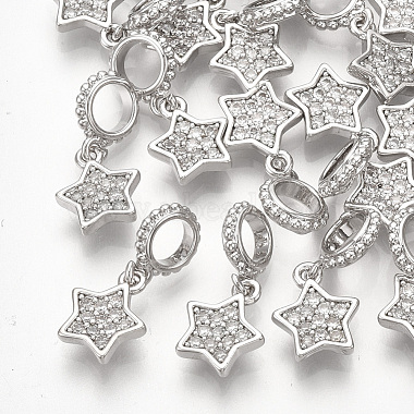 Clear Star Brass+Cubic Zirconia Dangle Charms