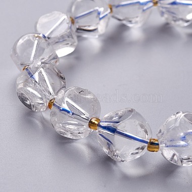 Faceted Natural Quartz Crystal Stretch Beaded Bracelets(BJEW-H543-C10)-2