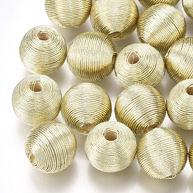 Perles de bois recouvertes de fil de cordon polyester(X-WOVE-S117-14mm-04)-2