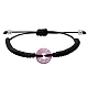 Synthetic Cherry Quartz Glass Donut Braided Bead Bracelet(BJEW-SW00047-07)-1