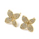 Flower Rack Plating Brass Micro Pave Cubic Zirconia Stud Earrings for Women(EJEW-F326-13G)-1