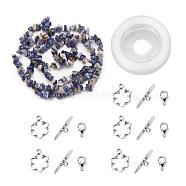 DIY Bracelets Necklaces Jewelry Sets, Natural Sodalite Chips Beads Strands, Toggle Clasps, Lobster Claw Clasps and Elastic Wire, 12.6x10.6x2.1cm(DIY-JP0004-36)