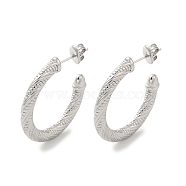 304 Stainless Steel Ring Stud Earrings, Half Hoop Earrings, Stainless Steel Color, 28x4mm(EJEW-G364-05P)