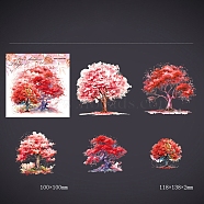 10Pcs 5 Styles 3D PET Adhesive Waterproof Stickers Set, Tree, for DIY Photo Album Diary Scrapbook Decorative, Red, 100x100mm, 2pcs/style(PW-WG34745-03)