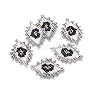 MIYUKI & TOHO Handmade Japanese Seed Beads Links, Loom Pattern, Eye with Heart, Gainsboro, 22~23x32~34x1.7mm, Hole: 1.2mm(SEED-A029-BB03)