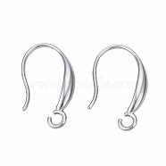 316 Surgical Stainless Steel Hooks, with Horizontal Loop, Ear Wire, Stainless Steel Color, 12x19mm, Hole: 2mm, 21 Gauge, Pin: 0.7mm(STAS-N092-135P)