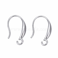 Tarnish Resistant 316 Surgical Stainless Steel Hooks, with Horizontal Loop, Ear Wire, Stainless Steel Color, 12x19mm, Hole: 2mm, 21 Gauge, Pin: 0.7mm(STAS-N092-135P)