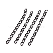 Ion Plating(IP) 304 Stainless Steel Curb Chains Extender, Electrophoresis Black, 25mm, Link: 3x1.6x0.4mm(X-STAS-WH0032-02A-EB)