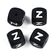 20Pcs Black Cube Letter Silicone Beads 12x12x12mm Square Dice Alphabet Beads with 2mm Hole Spacer Loose Letter Beads for Bracelet Necklace Jewelry Making, Letter.Z, 12mm, Hole: 2mm(JX433Z)