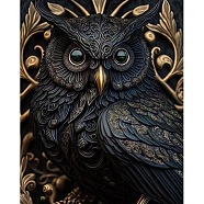 DIY Owl Diamond Painting Kit, Including Resin Rhinestones Bag, Diamond Sticky Pen, Tray Plate and Glue Clay, Black, 400x300mm(DIAM-PW0013-02I)