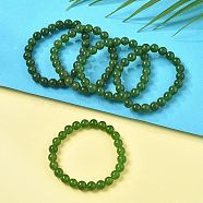 Natural TaiWan Jade Bead Stretch Bracelets, Round, Dyed, 2-1/8 inch~2-3/8 inch(5.5~6cm), Bead: 8mm(X-BJEW-K212-B-019)