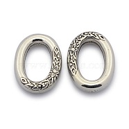 CCB Plastic Carved Linking Rings, Oval, Antique Silver, 29x22x5.5mm(CCB-J027-42AS)