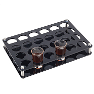 24-Hole Acrylic Mini Shot Glasses Organizer Holder, Spirits Octagonal Cups Wine Glass Storage Rack, for Bar Tasting Serving Supplies, Rectangle, Black, 29.5x20x5.4cm(ODIS-WH0099-14A)