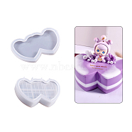 DIY Silicone Storage Molds, Resin Casting Molds, Clay Craft Mold Tools, Heart, 102~111x164~165x14~37mm, 2pcs/set(WG27049-09)