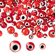 3 Strands 3 Style Handmade Evil Eye Lampwork Round Bead Strands, Dark Red, 6~10mm, Hole: 1mm, about 39~65pcs/strand, 14.17~14.96 inch(36~38cm), 1 strand/style(LAMP-LS0001-12F)