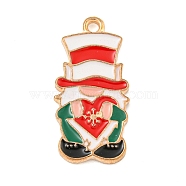 Christmas Theme Alloy Enamel Pendants, Light Gold, Santa Claus, 26x13x2mm, Hole: 1.6mm(ENAM-M221-01KCG-07)