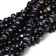 Dyed Natural Tiger Eye Nuggets Beads Strands, Tumbled Stone, Black, 6~10x9~12x8~10mm, Hole: 1mm, about 15.3 inch~15.7 inch(G-J337-49C)
