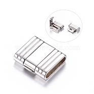 304 Stainless Steel Clasps, Rectangle, Stainless Steel Color, 19x18x5mm, Hole: 15x3mm(X-STAS-C008-1)