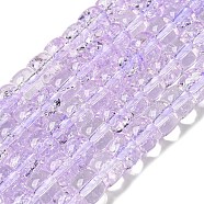 Transparent Spray Painting Crackle Glass Beads Strands, Column, Lilac, 8x6mm, Hole: 1.2mm, about 65pcs/strand, 15.55''(39.5cm)(GLAA-NH0001-05D)