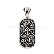 Retro 304 Stainless Steel Big Pendants, Oval with Cross Charm, Antique Silver, 61.5x24.5x10mm, Hole: 12.5x6.5mm(STAS-I205-16AS)