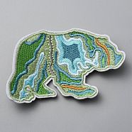 Polar Bear with Scenery Computerized Embroidery Cloth Iron on/Sew on Patches, Costume Accessories, Green, 59x91x1.5mm(DIY-WH0409-15C)