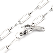 304 Stainless Steel Paperclip Chains Necklace, Stainless Steel Color, 19.49 inch(495mm)(NJEW-JN03593-02)