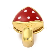 Brass Enamel European Beads, Large Hole Beads, Cadmium Free & Lead Free, Long-Lasting Plated, Real 18K Gold Plated, Mushroom, Red, 14x11x13mm, Hole: 4.5mm(KK-Z081-02)